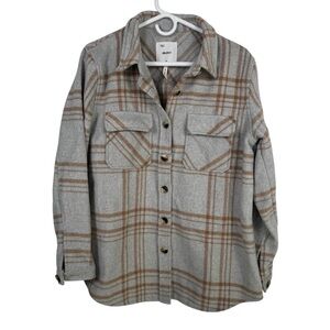 Object Vera Owen Long Sleeve Wool Blend Shacket, Gray/Multi, Size 40 (US 8)